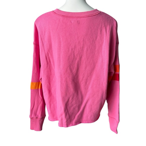 NWT, Aerie Pink Striped Cropped Terry Sweatshirt, Sz L - Picture 2 of 14